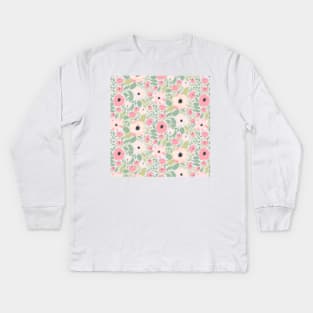 Anemone Floral Pattern Kids Long Sleeve T-Shirt